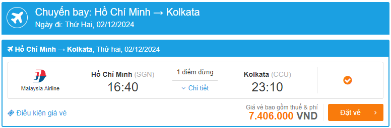 Gia ve may bay di Kolkata